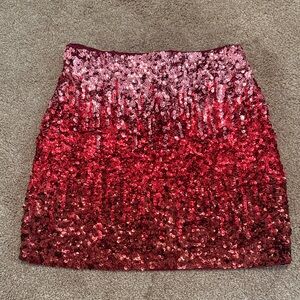 Sequin Ombre Skirt - Red and Pink